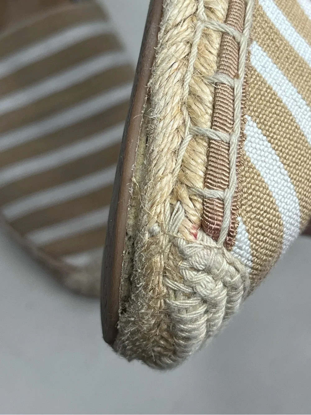 Vionic Valeri Sand Striped Nautical Coastal Resort Espadrille Flats Sz 9